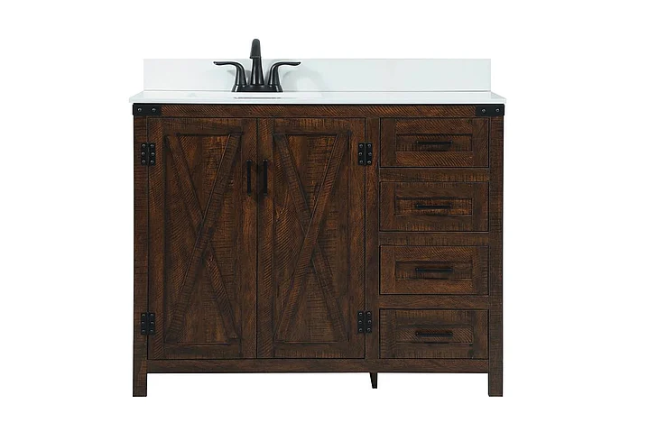 Elegant 42 In. Single Bathroom Vanity in Expresso with Backsplash VF90242EX-BS