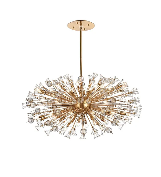 Elegant Vera 48 In. Crystal Starburst Oval Pendant in Gold 2500D48SG