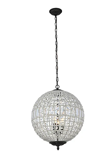 Elegant Olivia 3 Light Dark Bronze Pendant Clear Royal Cut Crystal 1205D18DB/RC