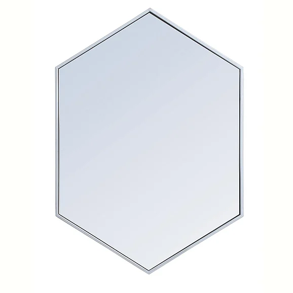 Elegant Metal Frame Hexagon Mirror 24 In. in Silver MR4424S