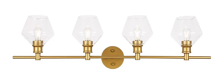 Elegant Gene 4 Light Brass and Clear Glass Wall Sconce LD2320BR