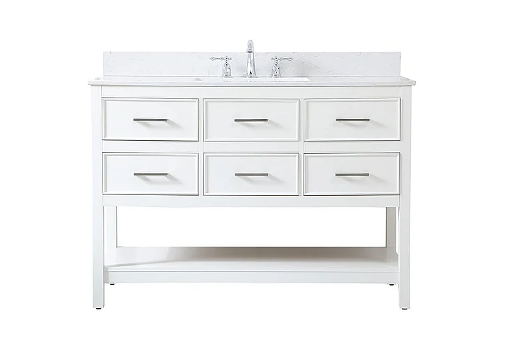 Elegant 48 In. Single Bathroom Vanity in White with Backsplash VF19048WH-BS