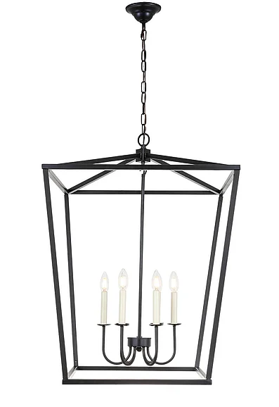 Elegant Maddox 6 Light Black Chandelier LD6008D24BK