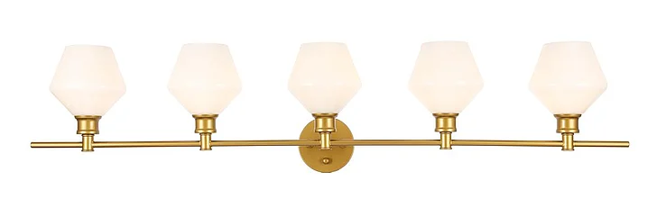 Elegant Gene 5 Light Brass and Frosted White Glass Wall Sconce LD2325BR