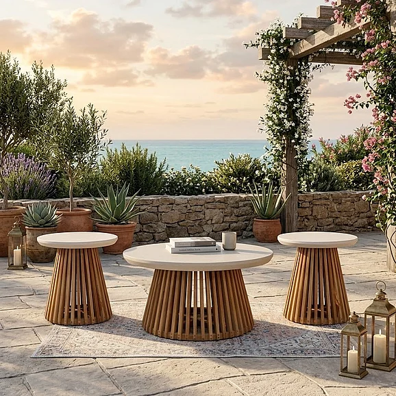 Artesia Azure 3pc Occasional Outdoor Set in Natural