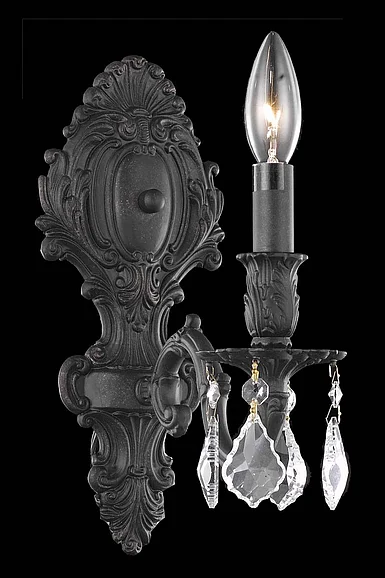 Elegant Monarch 1 Light Dark Bronze Wall Sconce Clear Royal Cut Crystal 9601W5DB/RC