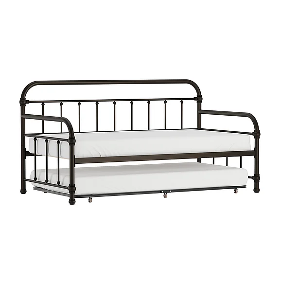 Hillsdale Kirkland Metal Twin Daybed w/ Roll Out Trundle, Dark Bronze 1863DBT