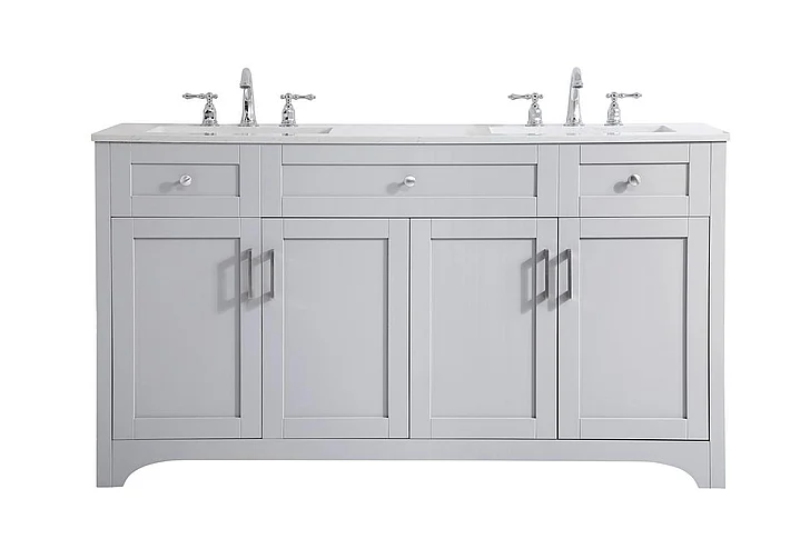 Elegant 60 In. Double Bathroom Vanity in Grey VF17060DGR