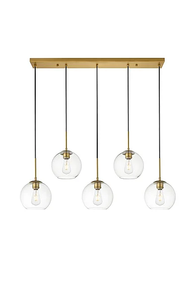 Elegant Baxter 5 Lights Brass Pendant with Clear Glass LD2228BR