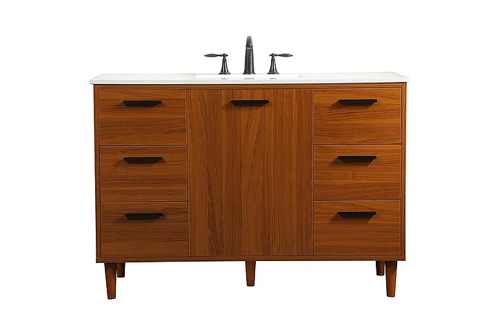 Elegant 48 In. Bathroom Vanity in Teak VF47048MTK
