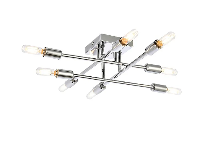 Elegant Script 8 Lights Chrome Flush Mount LD2351C