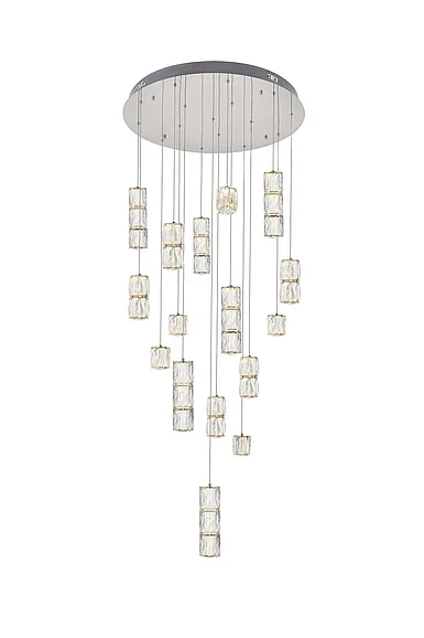 Elegant Polaris Led Light Chrome Pendant Clear Crystal 3500D28C