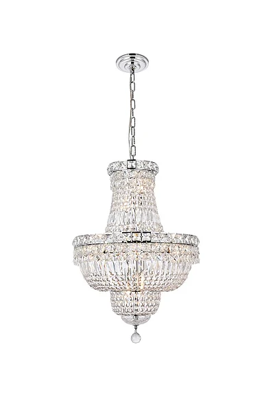 Elegant Tranquil 12 Light Chrome Pendant Clear Royal Cut Crystal V2528D18C/RC