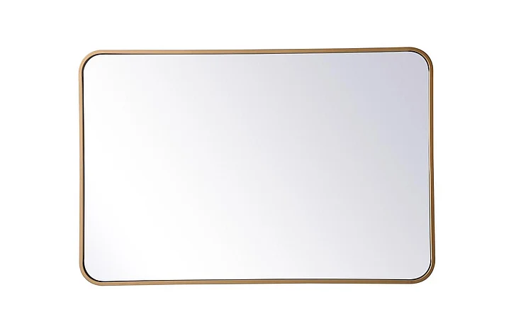 Elegant Soft Corner Metal Rectangular Mirror 24X36 In. in Brass MR802436BR