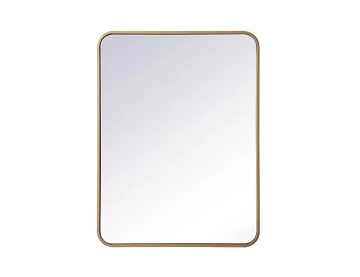 Elegant Soft Corner Metal Rectangular Mirror 24X32 In. in Brass MR802432BR