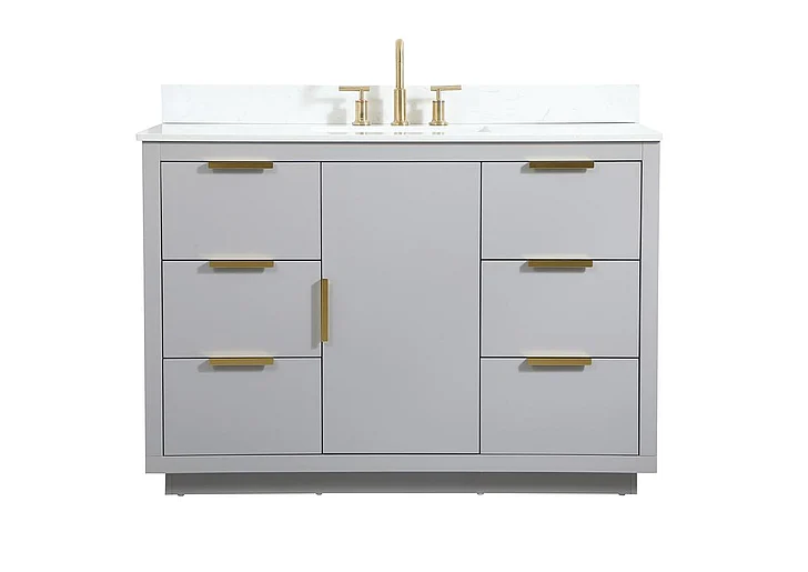 Elegant 48 In. Single Bathroom Vanity in Grey with Backsplash VF19448GR-BS CLOSEOUT