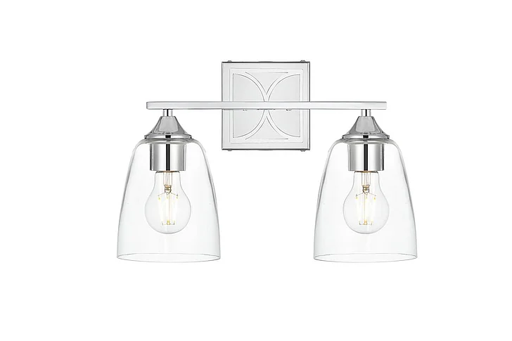 Elegant Harris 2 Light Chrome and Clear Bath Sconce LD7309W15CH CLOSEOUT