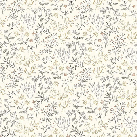 York Chesapeake Tarragon Grey Dainty Meadow Wallpaper (Double Roll) 3125-72356