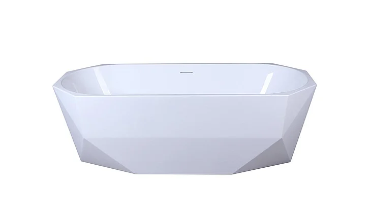 Elegant 67 In. Soaking Diamond Style Bathtub in Glossy White BT21167GW