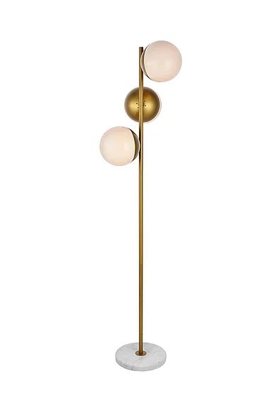 Elegant Eclipse 3 Lights Brass Floor Lamp with Frosted White Glass LD6162BR