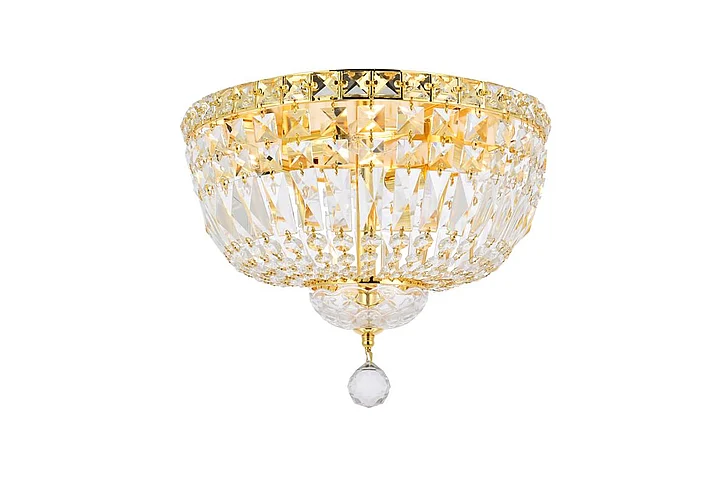 Elegant Tranquil 4 Light Gold Flush Mount Clear Royal Cut Crystal V2528F14G/RC