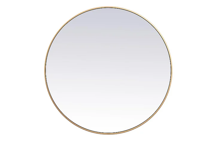 Elegant Metal Frame Round Mirror 39 In. in Brass MR4839BR