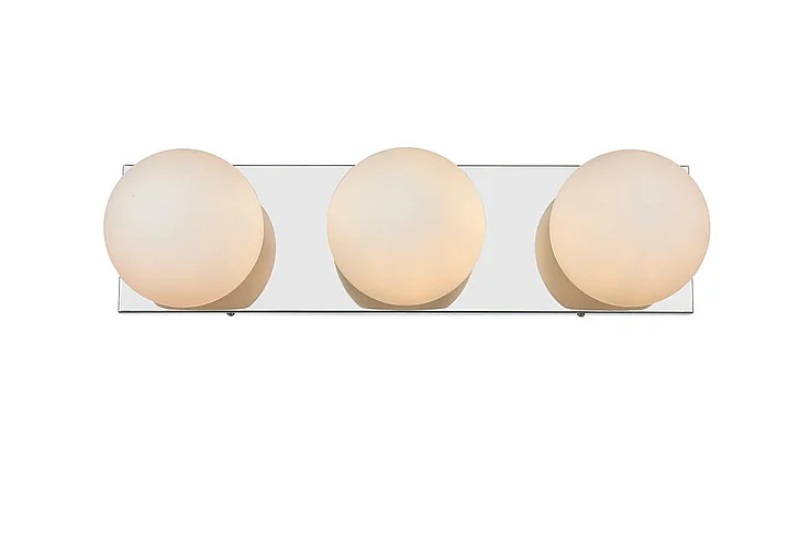 Elegant Jaylin 3 Light Chrome and Frosted White Bath Sconce LD7303W22CH