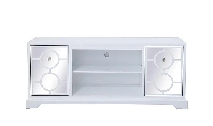 Elegant 60 In. Mirrored TV Stand in White MF801WH CLOSEOUT