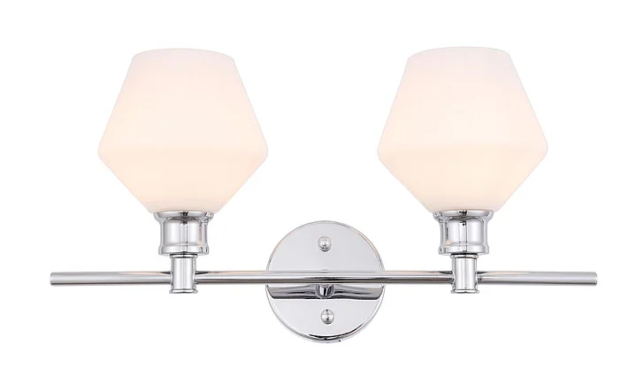 Elegant Gene 2 Light Chrome and Frosted White Glass Wall Sconce LD2313C