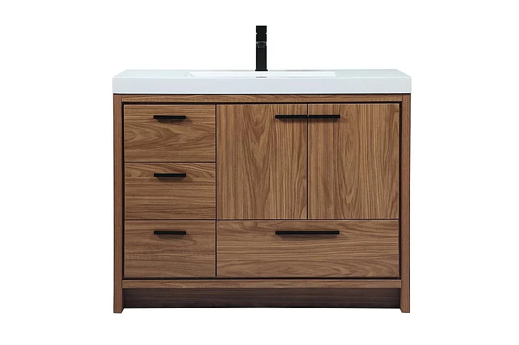 Elegant 42 In. Single Bathroom Vanity in Walnut Brown VF46042WB