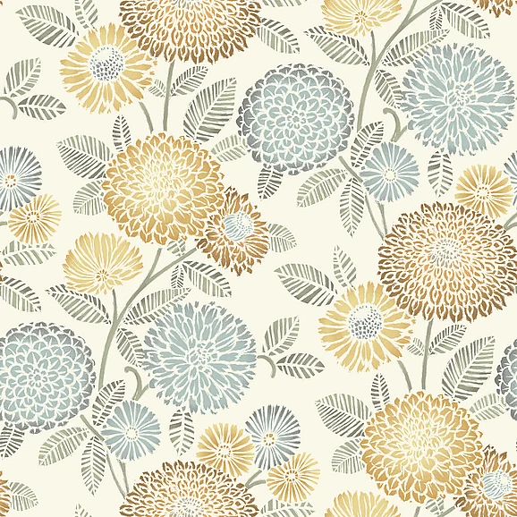 York Chesapeake Zalipie Apricot Floral Trail Wallpaper (Double Roll) 3125-72326