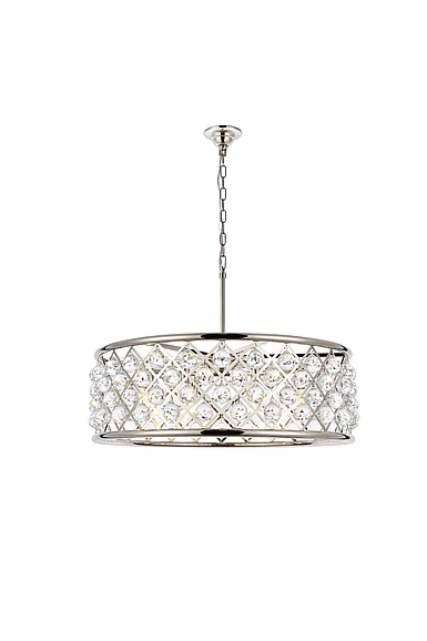 Elegant Madison 8 Light Polished Nickel Chandelier Clear Royal Cut Crystal 1214D32PN/RC
