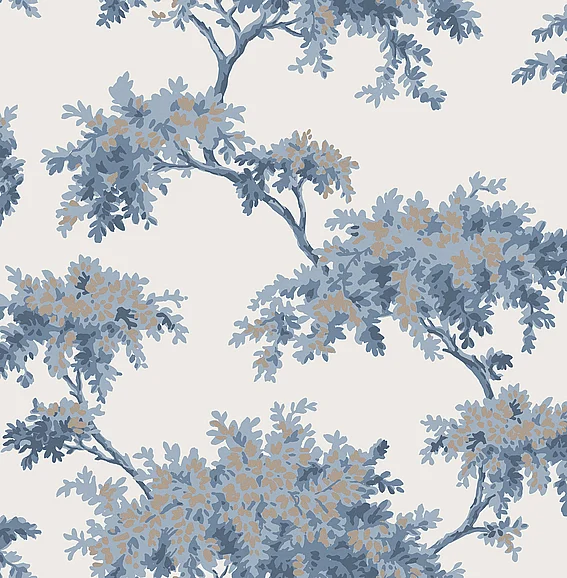 York Brewster Ashdown Dark Blue Tree Wallpaper (Double Roll) M1672