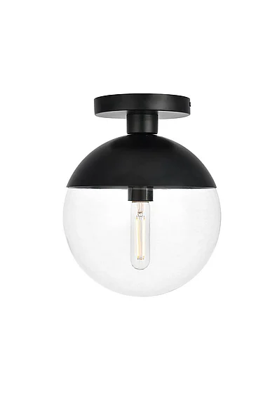 Elegant Eclipse 1 Light Black Flush Mount with Clear Glass LD6063BK