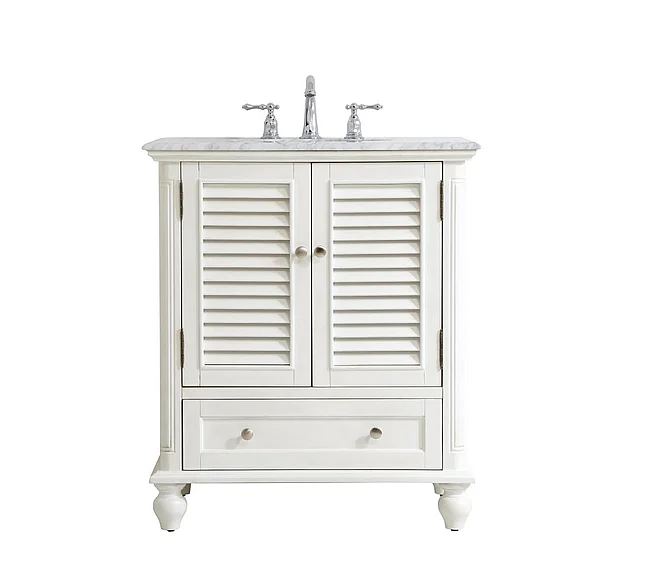 Elegant 30 In. Single Bathroom Vanity in Antique White VF30530AW