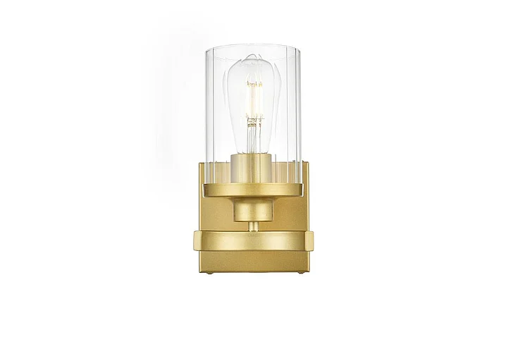 Elegant Saanvi 1 Light Brass and Clear Bath Sconce LD7316W5BRA