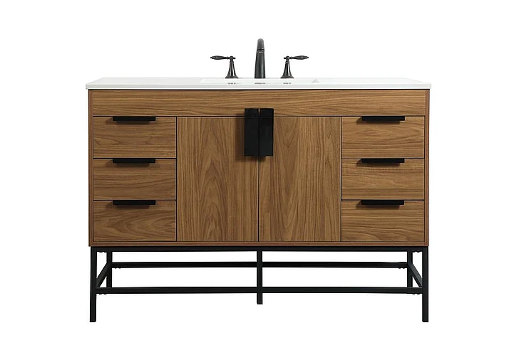 Elegant 48 In. Single Bathroom Vanity in Walnut Brown VF488W48WB