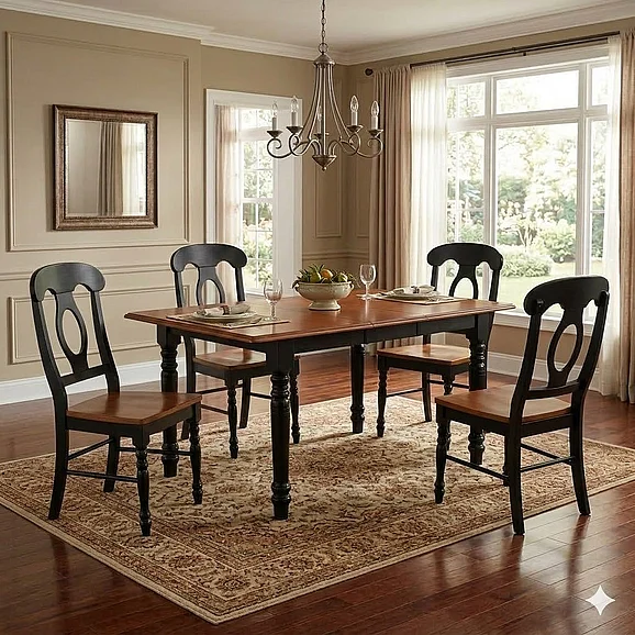 Sunset Trading Black Cherry Selections 5pc 48-60" Dining Set in Distressed Antique Black with Cherry
