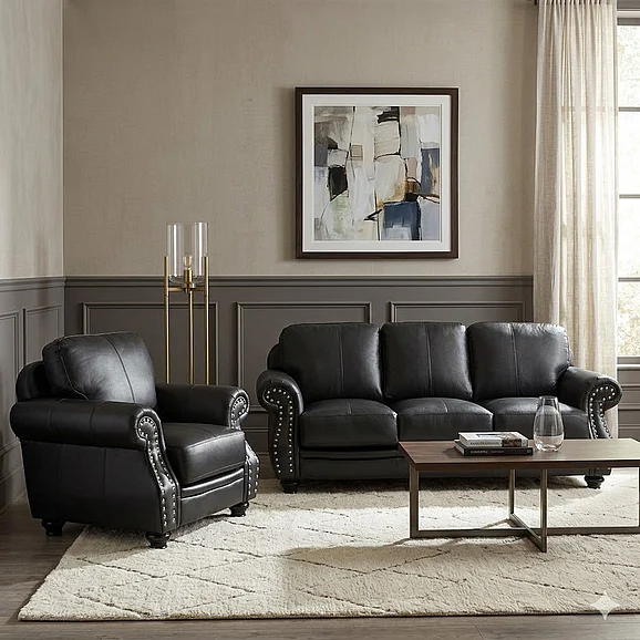 Sunset Trading Charleston 2pc Living Room Set in Black
