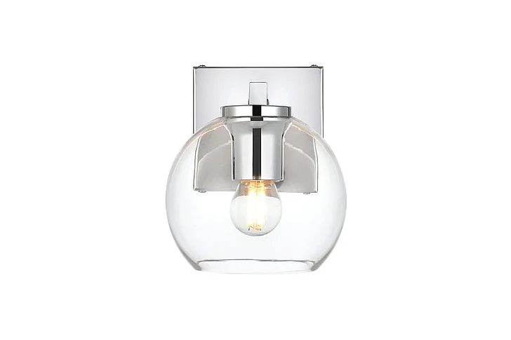 Elegant Juelz 1 Light Chrome and Clear Bath Sconce LD7311W6CH CLOSEOUT