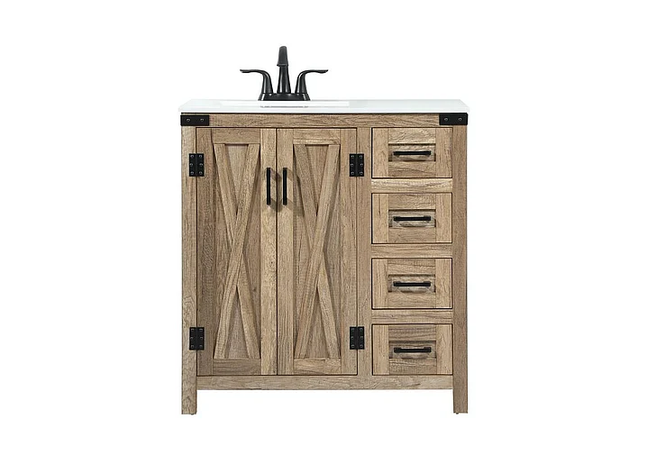 Elegant 32 In. Single Bathroom Vanity in Natural Oak VF90232NT