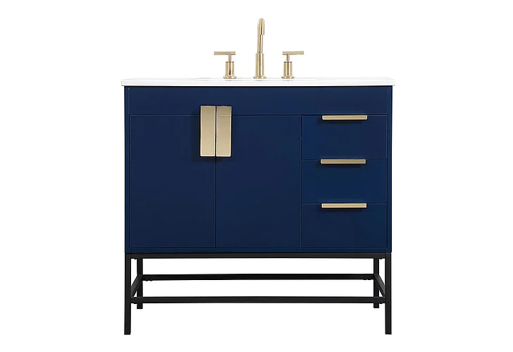 Elegant 36 In. Single Bathroom Vanity in Blue VF48836MBL CLOSEOUT