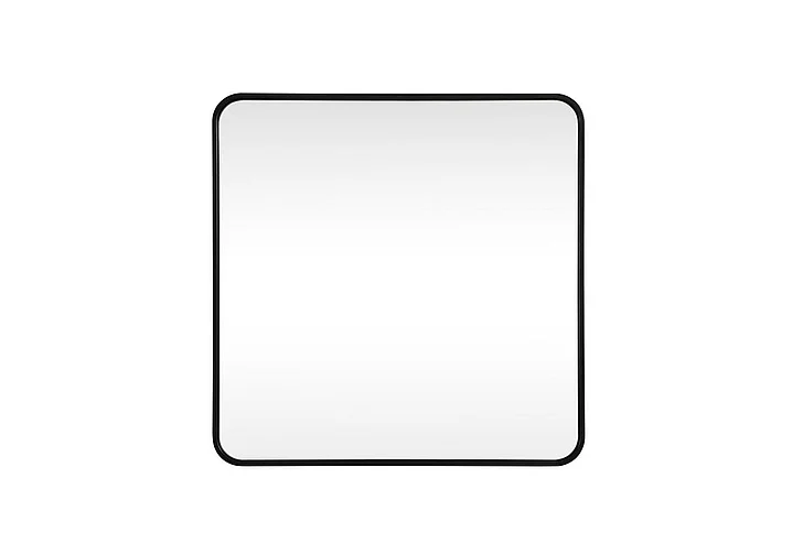 Elegant Soft Corner Metal Square Mirror 30X30 In. in Black MR803030BK