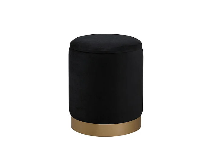 Elegant Ozman Round 14 In. Ottoman in Black OT1015BK