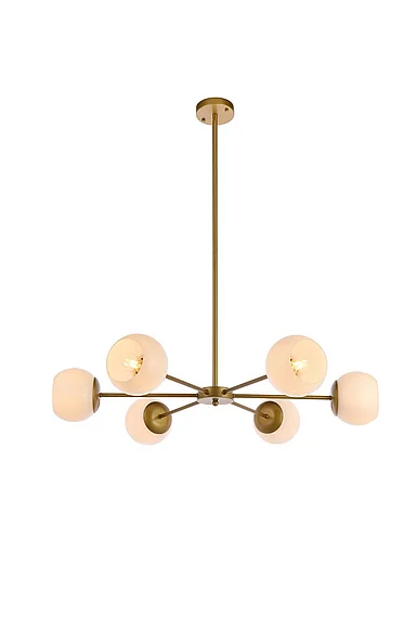 Elegant Briggs 36 In. Pendant in Brass with White Shade LD643D36BR CLOSEOUT