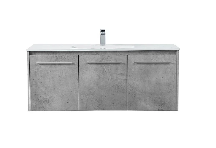 Elegant 48 In. Single Bathroom Floating Vanity in Concrete Grey VF44048CG CLOSEOUT