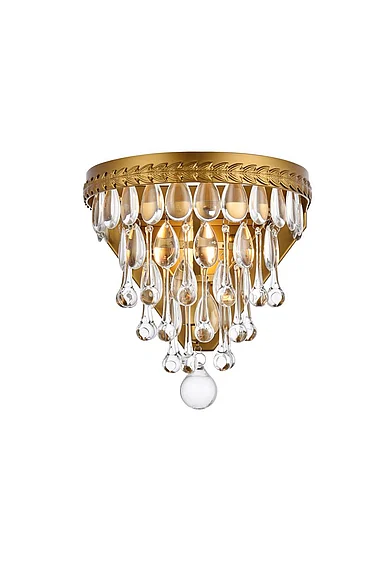 Elegant Nordic 1 Light Brass Wall Sconce 1219W9BR/RC