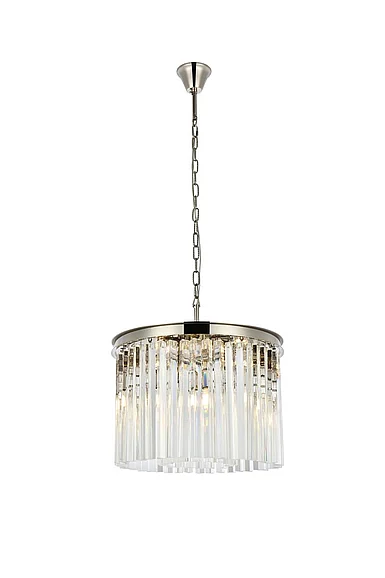 Elegant Sydney 6 Light Polished Nickel Pendant Clear Royal Cut Crystal 1208D20PN/RC
