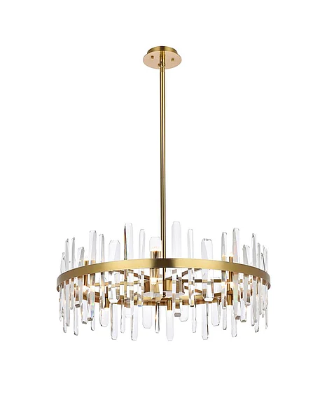 Elegant Serena 32 In. Crystal Round Chandelier in Satin Gold 2200D32SG