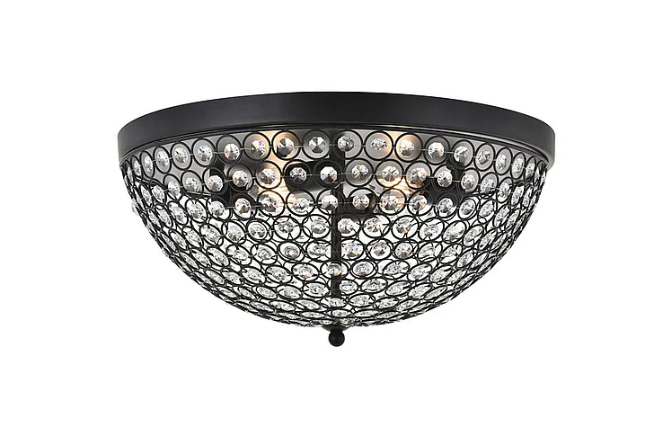 Elegant Taye 4 Light Matte Black Flush Mount LD5012F18MB CLOSEOUT